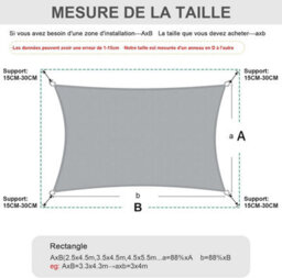 Grey 2X3M Rectangular Shade Sail 95% Uv Protection Waterproof - thumbnail 4