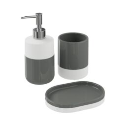 GoodHome Koros Gloss & Matt White & Anthracite Ceramic Soap Dish - thumbnail 2