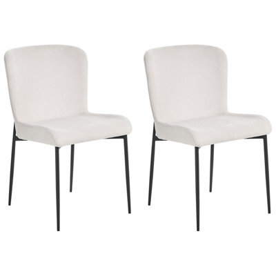 Beliani Set Of 2 Dining Chairs Ada Fabric Off-White - image 1