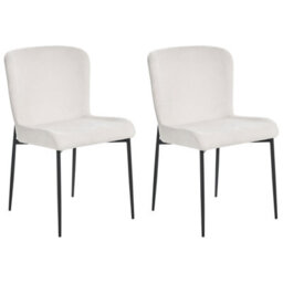 Beliani Set Of 2 Dining Chairs Ada Fabric Off-White - thumbnail 1