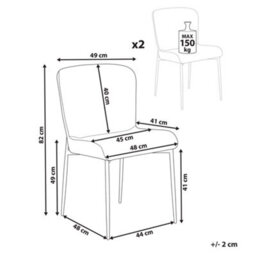 Beliani Set Of 2 Dining Chairs Ada Fabric Off-White - thumbnail 3