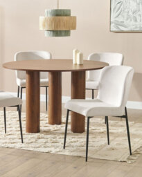 Beliani Set Of 2 Dining Chairs Ada Fabric Off-White - thumbnail 2