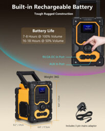 Ueme 16W Rugged Dab, Dab+, Fm Cordless Site Radio,  Bluetooth, Aux, Rechargeable - thumbnail 6
