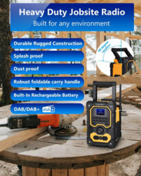 Ueme 16W Rugged Dab, Dab+, Fm Cordless Site Radio,  Bluetooth, Aux, Rechargeable - thumbnail 2