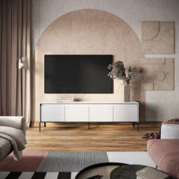 Arte Trend Chic Large Tv Cabinet With Led Lighting And Fluted Fronts (H)560mm (W)1930mm (D)400mm - White Matt - thumbnail 4