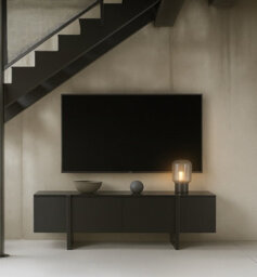 Impact Furniture Tv Cabinet Low Sideboard Black Unit 160Cm Media Stand Handleless Modern Lowboard For Up To 65 Inch Tv Kiznie - thumbnail 1