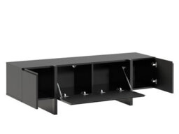 Impact Furniture Tv Cabinet Low Sideboard Black Unit 160Cm Media Stand Handleless Modern Lowboard For Up To 65 Inch Tv Kiznie - thumbnail 6