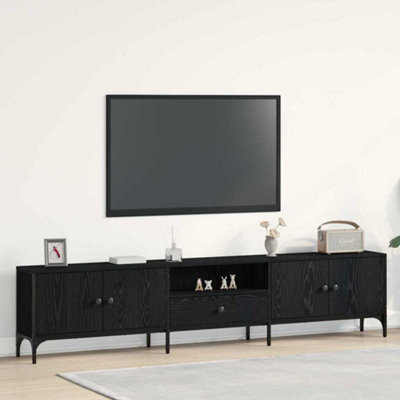 Walplus Tv Cabinet Black Oak 200 X 25 X 44 Cm Engineered Wood - image 1