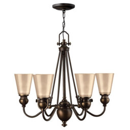 Elegant 6 Bulb Chandelier Pendant Light In Olde Bronze - Led E27 60W