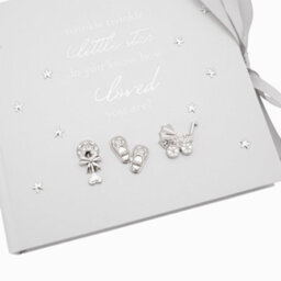 Happy Homewares Baby Keepsake Photo Album With Silver Plated Rattle Pram And Booties - thumbnail 3