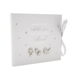 Happy Homewares Baby Keepsake Photo Album With Silver Plated Rattle Pram And Booties - thumbnail 1