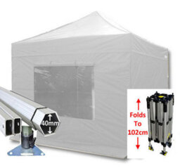Crocodile Trading 3M X 3M Compact 40 Commercial Instant Shelter Pop Up Gazebos Frame, Canopy & Sides - White