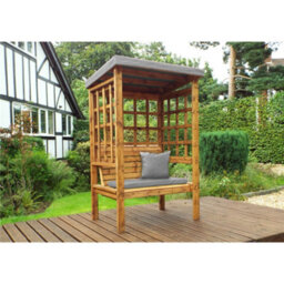 Marlborough Traditional Ewolth Two Seater Arbour With 1 X Bench Cushion Grey & 1 X Scatter Cushion Grey - thumbnail 2