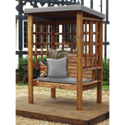 Marlborough Traditional Ewolth Two Seater Arbour With 1 X Bench Cushion Grey & 1 X Scatter Cushion Grey - thumbnail 1
