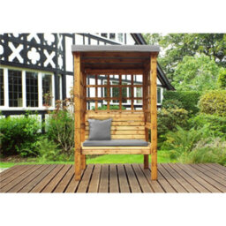 Marlborough Traditional Ewolth Two Seater Arbour With 1 X Bench Cushion Grey & 1 X Scatter Cushion Grey - thumbnail 3