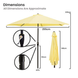 Solterra 2.7M Cream Tilting Garden Parasol Umbrella With Crank Handle - thumbnail 6