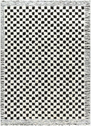 Livabliss Freud-Modern Ivory Black High Pile Checkered Living Dining Bedroom Rug 200 X 275 Cm Easy Care, Non Shedding - thumbnail 1