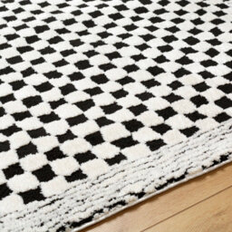 Livabliss Freud-Modern Ivory Black High Pile Checkered Living Dining Bedroom Rug 200 X 275 Cm Easy Care, Non Shedding - thumbnail 3