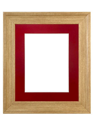 Frames By Post Scandi Oak Frame With Red Mount For Image Size A3 - image 1