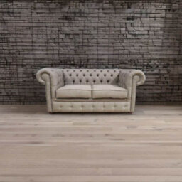 Chesterfield 2 Seater Sofa Settee Charles Linen Nutmeg Grey Fabric In Classic Style - thumbnail 4