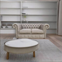 Chesterfield 2 Seater Sofa Settee Charles Linen Nutmeg Grey Fabric In Classic Style - thumbnail 2
