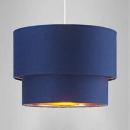 Happy Homewares Modern 10 Navy Blue Cotton Double Tier Ceiling Shade With Shiny Copper Inner - thumbnail 6