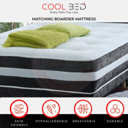 "Cool Bed Black Crushed Velvet 4Ft - Small Double (4 Drawers) Divan Bed Set With Memory Sprung Mattress And 20"" Cube Headboard" - thumbnail 4