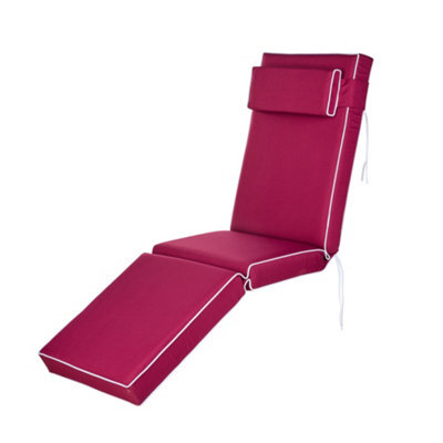 Alfresia Replacement Wine Red Sun Lounger Chair Garden Cushion With Luxury Thick Foam Filling - image 1