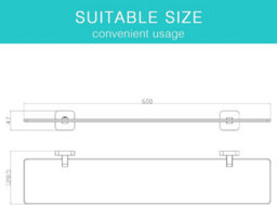 Jassferry 600mm Bathroom Frosted Glass Shelf Shelving Black Wall Mounted Storage Organizer - thumbnail 2