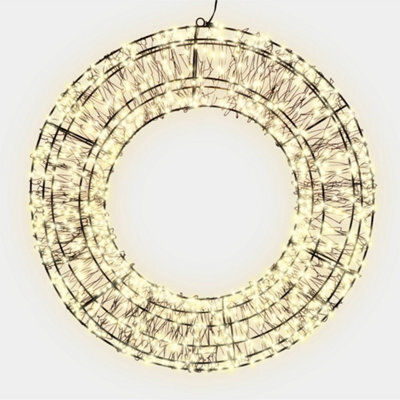 Pegdev - Pdl - Christmas Pre Lit Wreath 960 Warm White Micro Leds With 10% Twinkling 58Cm 5M Lead Indoor Outdoor Timer - image 1