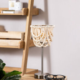 Litecraft Pilli Natural Beaded 1 Light Table Lamp - thumbnail 1