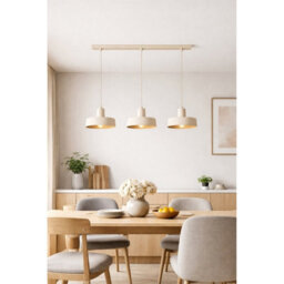 Luminosa Lighting Luminosa Velyo Bar Pendant Ceiling Light Beige 3X E27 - thumbnail 3