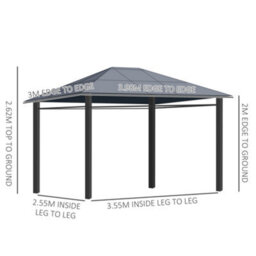 Outsunny 3 X 4(M) Hardtop Gazebo For Patio W/ Polycarbonate Curtains - thumbnail 3