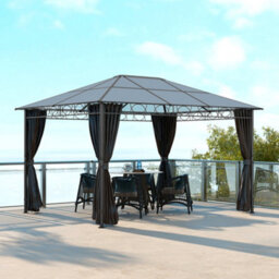 Outsunny 3 X 4(M) Hardtop Gazebo For Patio W/ Polycarbonate Curtains - thumbnail 1