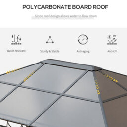 Outsunny 3 X 4(M) Hardtop Gazebo For Patio W/ Polycarbonate Curtains - thumbnail 4