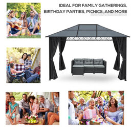 Outsunny 3 X 4(M) Hardtop Gazebo For Patio W/ Polycarbonate Curtains - thumbnail 7