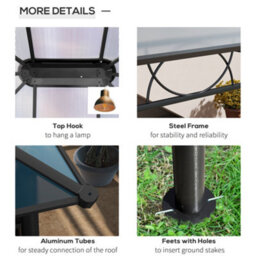 Outsunny 3 X 4(M) Hardtop Gazebo For Patio W/ Polycarbonate Curtains - thumbnail 6