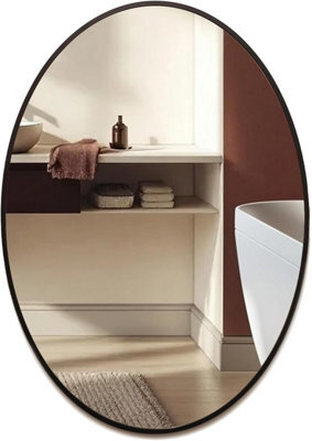 Mood Premium Oval Bathroom Mirror Black Framed Wall Mounted, Frame Modern & Stylish (50Cm X 40Cm) - image 1