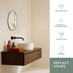 Mood Premium Oval Bathroom Mirror Black Framed Wall Mounted, Frame Modern & Stylish (50Cm X 40Cm) - thumbnail 3