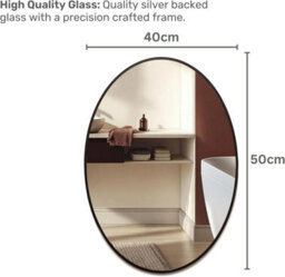 Mood Premium Oval Bathroom Mirror Black Framed Wall Mounted, Frame Modern & Stylish (50Cm X 40Cm) - thumbnail 2