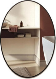 Mood Premium Oval Bathroom Mirror Black Framed Wall Mounted, Frame Modern & Stylish (50Cm X 40Cm) - thumbnail 1