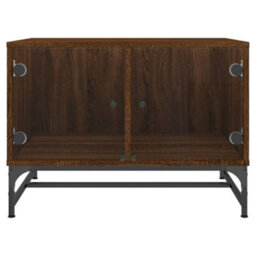 Berkfield Coffee Table With Glass Doors Brown Oak 68.5X50X50 Cm - thumbnail 5