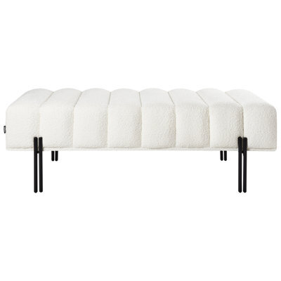 Wyld and Coco Urbannest Fabric Bench Off-White Upholstered With Slim Metal Legs For Hallway Or Bedroom - image 1