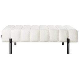 Wyld and Coco Urbannest Fabric Bench Off-White Upholstered With Slim Metal Legs For Hallway Or Bedroom - thumbnail 1