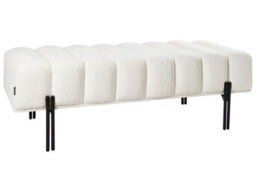 Wyld and Coco Urbannest Fabric Bench Off-White Upholstered With Slim Metal Legs For Hallway Or Bedroom - thumbnail 3
