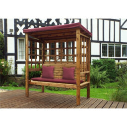 Marlborough Traditional Ewolth Three Seater Arbour With 1 X Winchester Cushion Burgundy & 2 X Scatter Cushion Burgundy - thumbnail 1