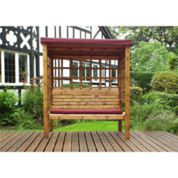 Marlborough Traditional Ewolth Three Seater Arbour With 1 X Winchester Cushion Burgundy & 2 X Scatter Cushion Burgundy - thumbnail 2