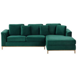 Beliani Corner Sofa 4 Seater Oslo Velvet Dark Green Left Hand - thumbnail 1