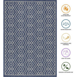 Homeart Outdoor Rugs Easy Cleaning Area Rugs For Balcony,garden,picnic,uv Weather Resistant  D.blue Cream, 180 X 270 Cm - thumbnail 6