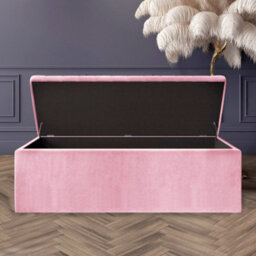 Safar 4Ft Ottoman Storage Box - Pink Plush Velvet - thumbnail 2